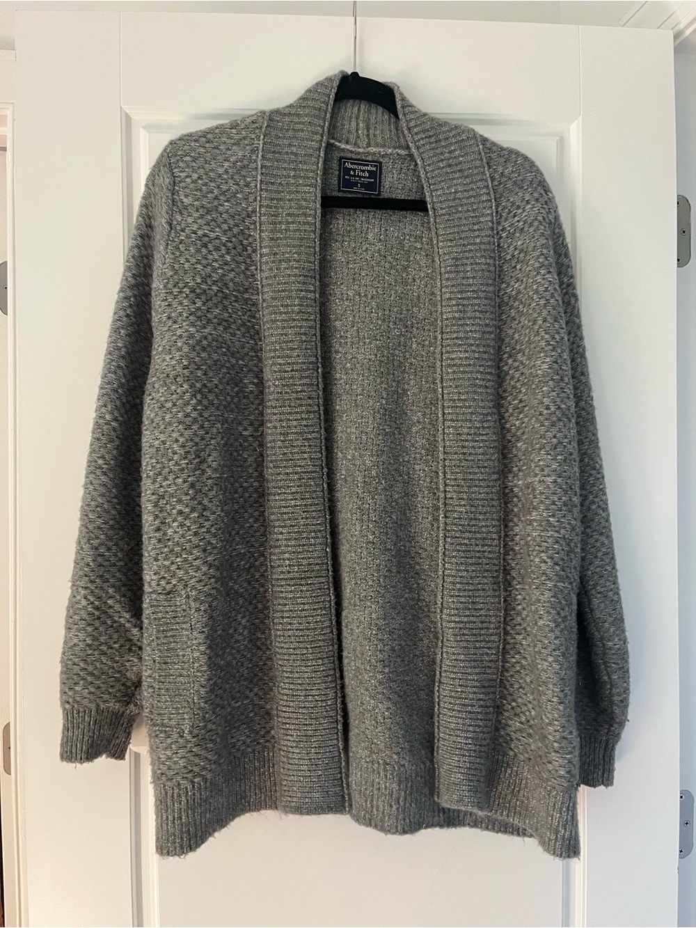 Abercrombie & Fitch Heather Gray Chunky Open Cardigan